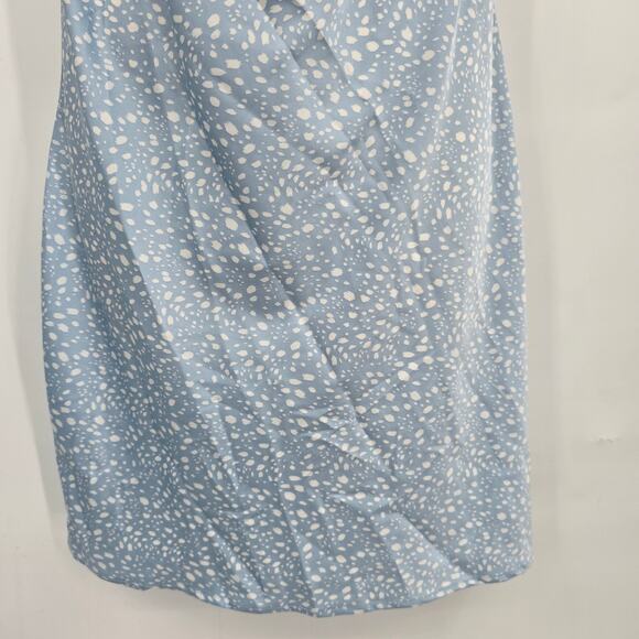 NEW Forever 21 Women's Spotted Satin Drape Neck Spaghetti Strap Mini Dress Blue - Picture 9 of 10